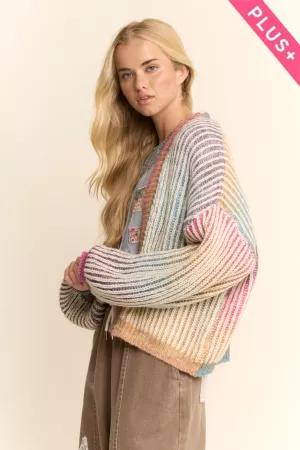 wholesale clothing plus rainbow stripe open cardigan davi & dani