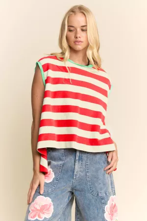 wholesale clothing striped sleeveless relaxed fit top davi & dani
