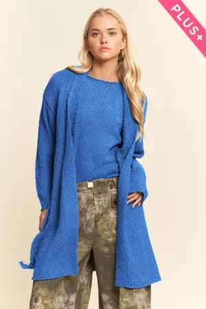 wholesale clothing plus textured open front featuring knit cardigan davi & dani