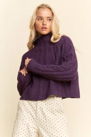 wholesale clothing cable knit turtleneck knit texture sweater davi & dani