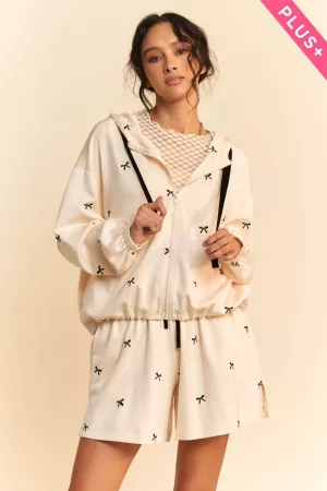 wholesale clothing plus  ribbon embroidery zip up hoodie jacket davi & dani