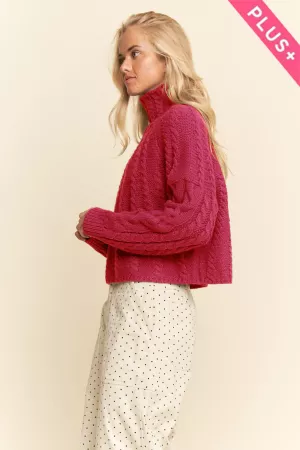 wholesale clothing plus cable knit turtleneck knit texture sweater davi & dani