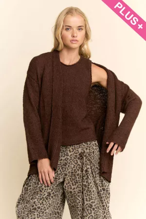 wholesale clothing plus textured open front featuring knit cardigan davi & dani