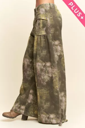 wholesale clothing plus tie-dyed printed denim mid-high waist pants davi & dani