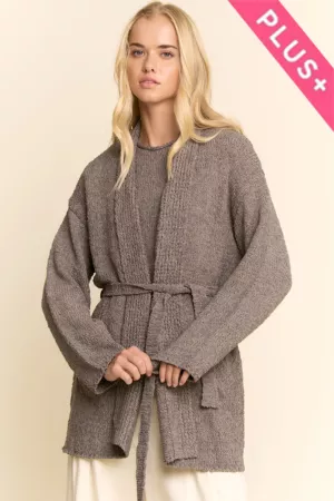 wholesale clothing plus textured open front featuring knit cardigan davi & dani