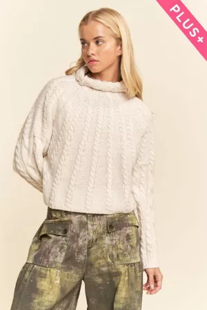 wholesale clothing plus cable knit turtleneck knit texture sweater davi & dani