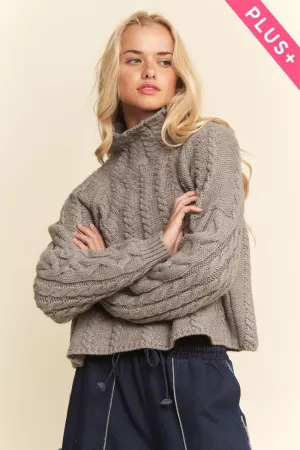wholesale clothing plus cable knit turtleneck knit texture sweater davi & dani