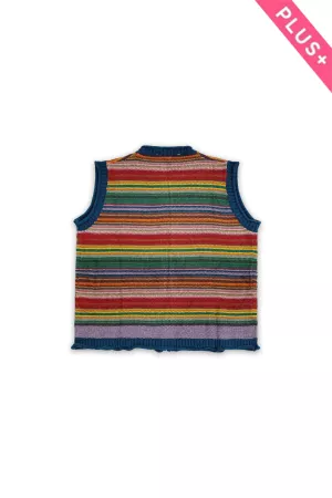 wholesale clothing plus button-down front stripes ribbed trim davi & dani