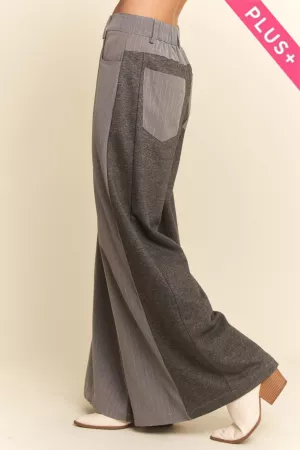 wholesale clothing plus pinstriped french terry block wide leg pants davi & dani