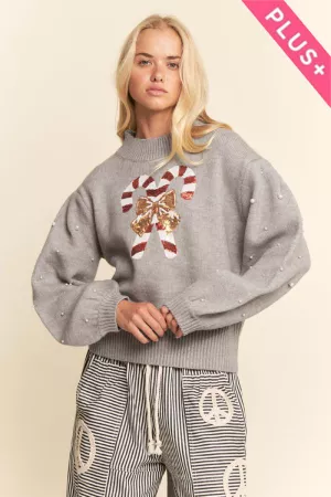 wholesale clothing plus sequin christmas embroidered sweater top davi & dani