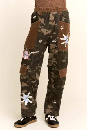 wholesale clothing camo floral patch pocket pants davi & dani