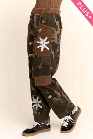 wholesale clothing plus camo floral patch pocket pants davi & dani