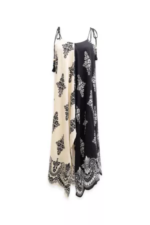 wholesale clothing bohemian two-tone printed maxi dress davi & dani