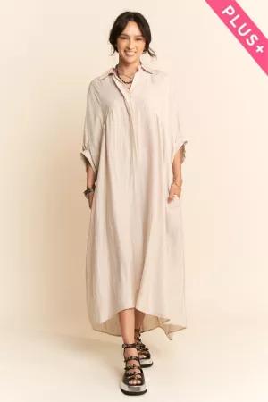 wholesale clothing plus oversized collared neckline shirt dress davi & dani