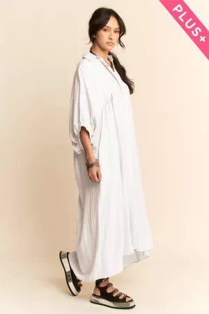 wholesale clothing plus oversized collared neckline shirt dress davi & dani