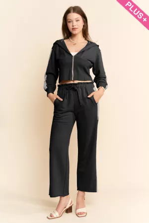 wholesale clothing plus mineral wash french terry hoodie & pants set davi & dani