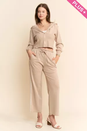 wholesale clothing plus mineral wash french terry hoodie & pants set davi & dani