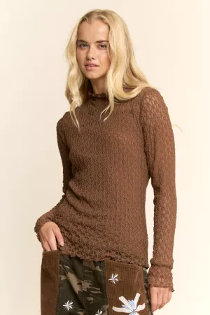 wholesale clothing metallic mesh long sleeve tops davi & dani