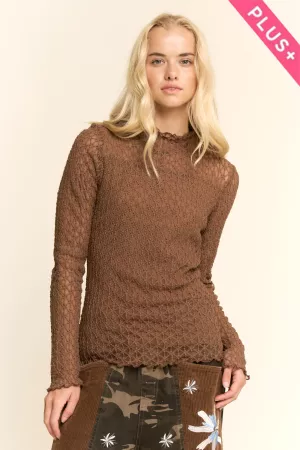 wholesale clothing plus metallic mesh long sleeve tops davi & dani