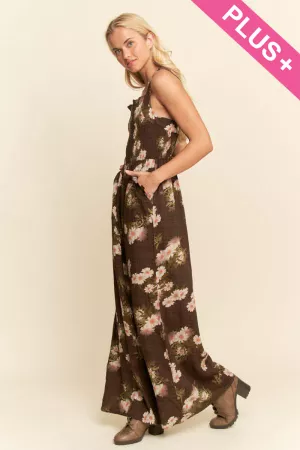 wholesale clothing plus floral printed ruffle detail jumpsuit davi & dani