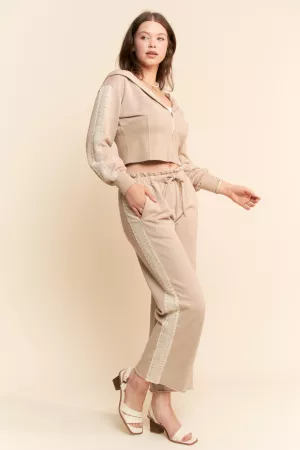 wholesale clothing mineral wash french terry hoodie and pants set davi & dani