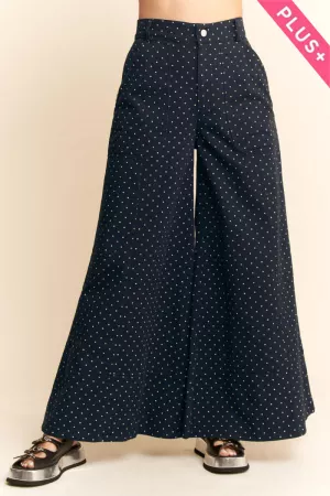 wholesale clothing plus washed  ruffle lace bottom pants davi & dani