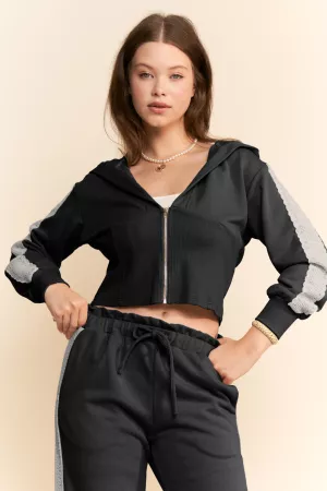 wholesale clothing mineral wash french terry hoodie and pants set davi & dani