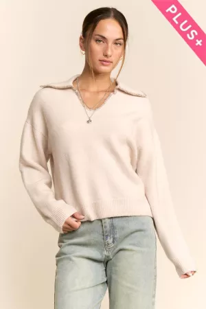 wholesale clothing plus granny v neck turtleneck sweater top davi & dani