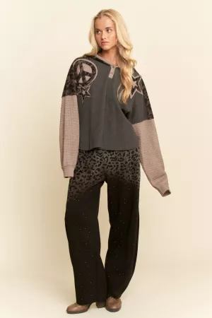 wholesale clothing star peace patchwork fabric hoodie top davi & dani