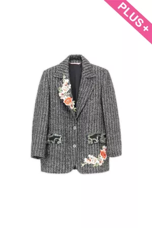 wholesale clothing plus harringbone embroidered embroidered jakcet davi & dani