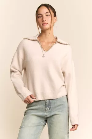 wholesale clothing granny v neck turtleneck sweater top davi & dani