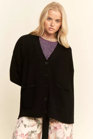 wholesale clothing long oversized button-up cardigan ribbed texture davi & dani