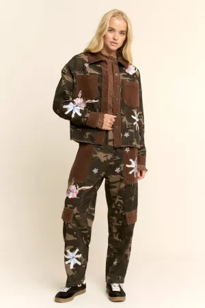 wholesale clothing camo corduroy patch embroidered jacket davi & dani