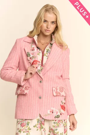 wholesale clothing plus harringbone embroidered embroidered jakcet davi & dani