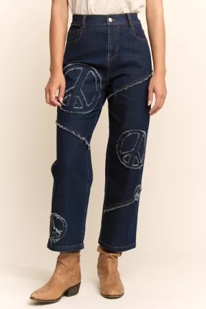 wholesale clothing denim straight fit with slightly stretch pants davi & dani