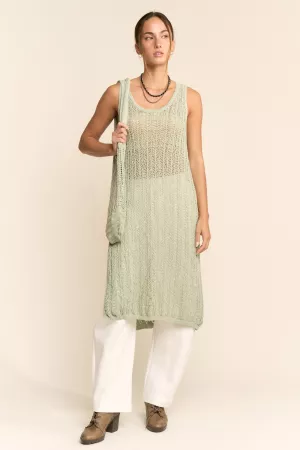 wholesale clothing knit side slit round neck sleeve less dress & bag davi & dani