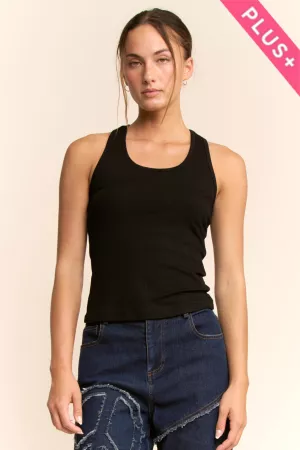 wholesale clothing plus sleeveless ribbed tank top davi & dani
