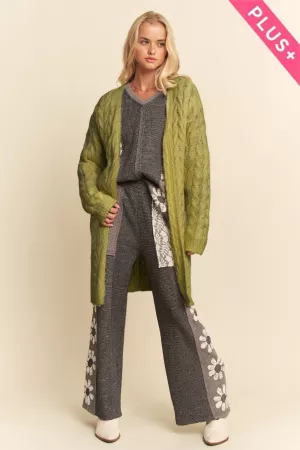 wholesale clothing plus textures open front cable pattern cardigan davi & dani