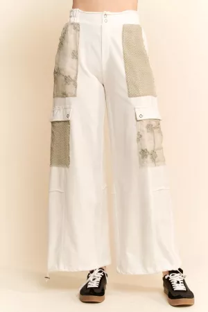 wholesale clothing lace patchwork bottom opening adjustable pants davi & dani