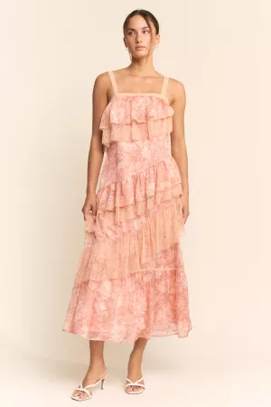 wholesale clothing floral layered ruffle maxi dress davi & dani