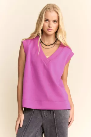 wholesale clothing v-neck sleeveless sweatshirt top davi & dani