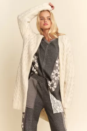 wholesale clothing textures open front cable knit pattern cardigan davi & dani