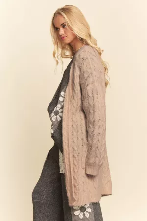 wholesale clothing textures open front cable knit pattern cardigan davi & dani