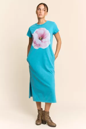 wholesale clothing bold flower statement print knit midi dress davi & dani