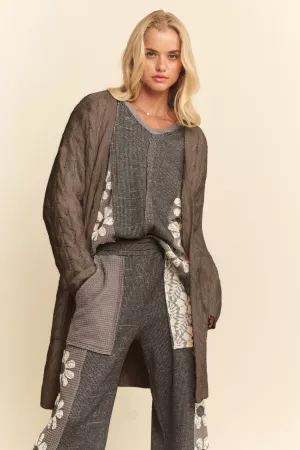 wholesale clothing textures open front cable knit pattern cardigan davi & dani