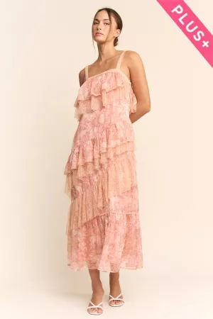 wholesale clothing plus floral layered ruffle maxi dress davi & dani