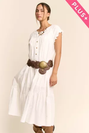 wholesale clothing plus washed textured fabric lace button dress davi & dani