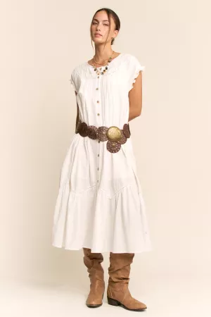 wholesale clothing washed textured fabric lace button front dress davi & dani