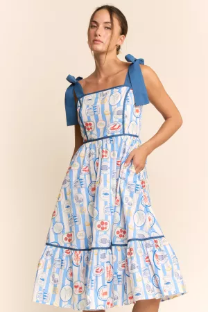 wholesale clothing stripe seafood smocking back bodice calf dress davi & dani