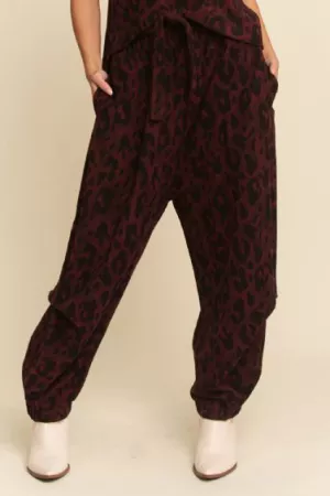 wholesale clothing leopard print relaxed pants davi & dani